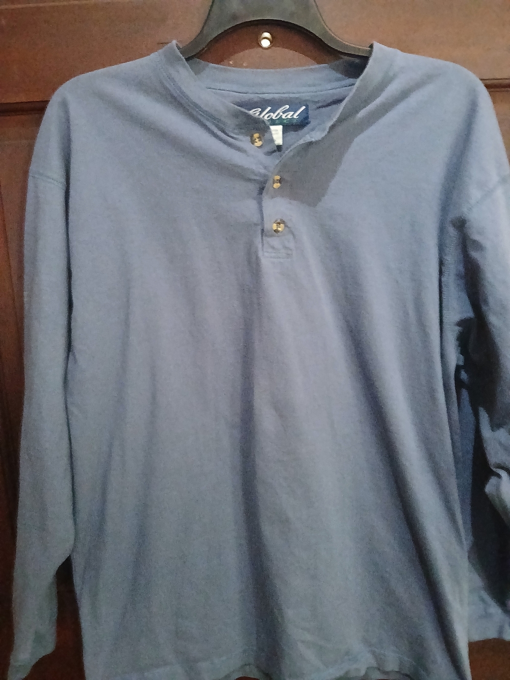 Men's Global Select Long-Sleeve Henley Shirt - Slate Blue L